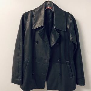 Sundance double-breasted black leather jacket